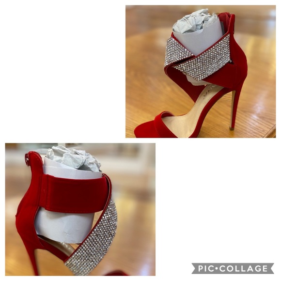 Liliana high heels (4.5”), red, zipper back - Picture 6 of 8